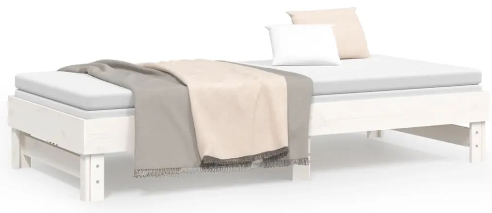 vidaXL Καναπές Κρεβάτι Συρόμενος Λευκός 2x(90x200) εκ. Μασίφ Πεύκο