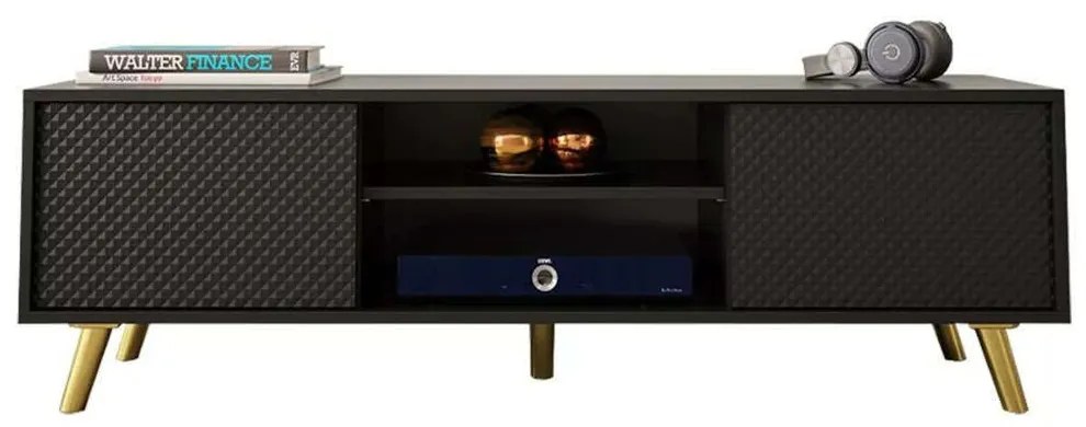 Έπιπλο Τηλεόρασης Aspo 162688989 140x40x42cm Black-Gold