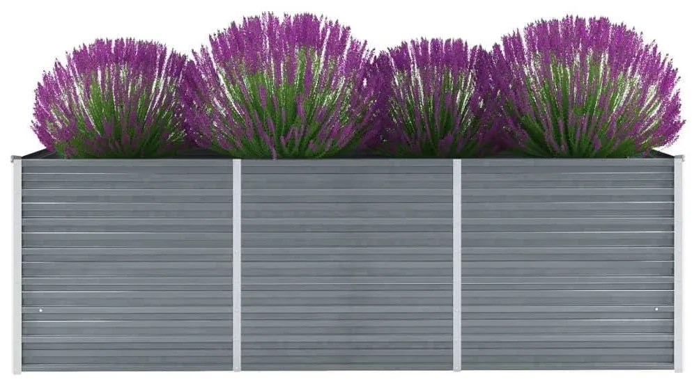 vidaXL Ζαρντινιέρα Υπερυψωμένη Γκρι 240x80x77 εκ. Γαλβανισμ. Χάλυβας