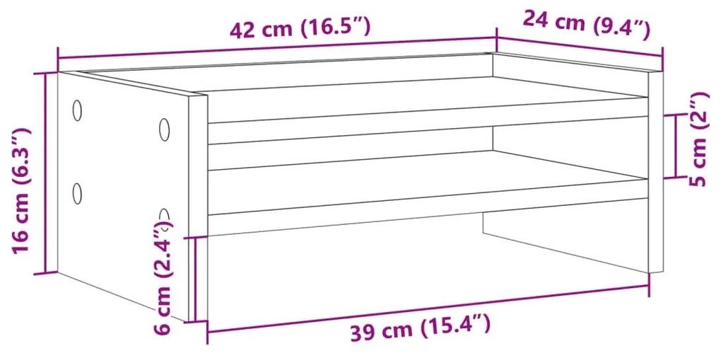 ΒΑΣΗ ΟΘΟΝΗΣ ΓΚΡΙ SONOMA 42X24X16 ΕΚ. ΑΠΟ ΕΠΕΞΕΡΓΑΣΜΕΝΟ ΞΥΛΟ 854720