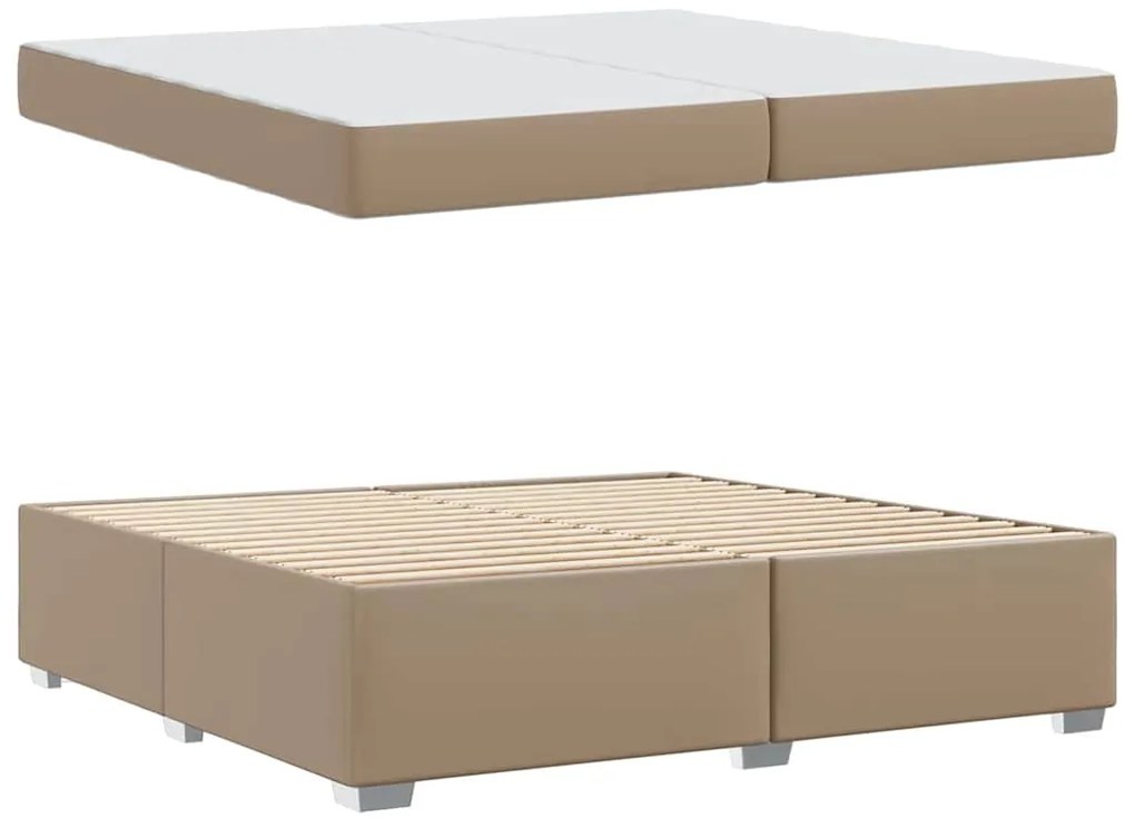 vidaXL Σκελετός Κρεβατιού Καπουτσίνο 200 x 200 cm Τεχνητό δέρμα