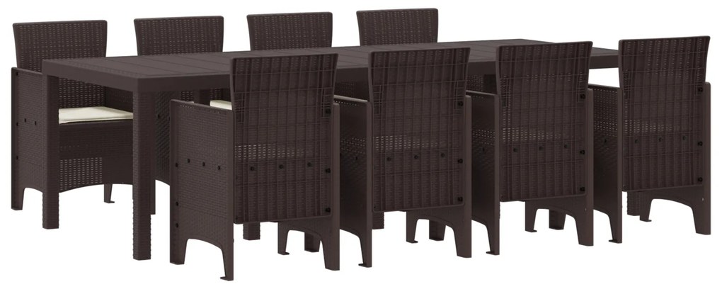 vidaXL Σετ Εξωτερικού Φαγητού 9 pcs Καφέ 250 x 100 x 73 εκ