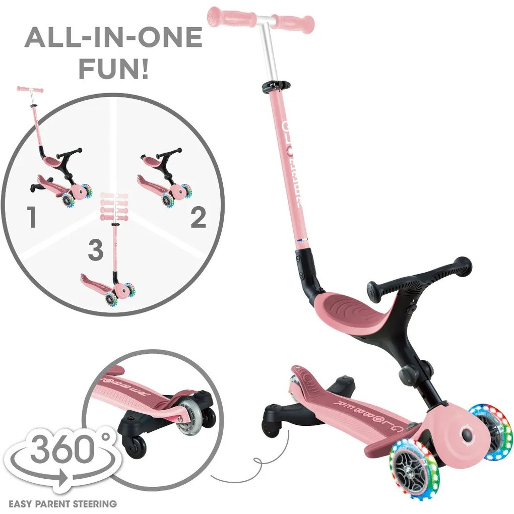 Globber Scooter Foldable Go.Up Active Lights 360 Pink