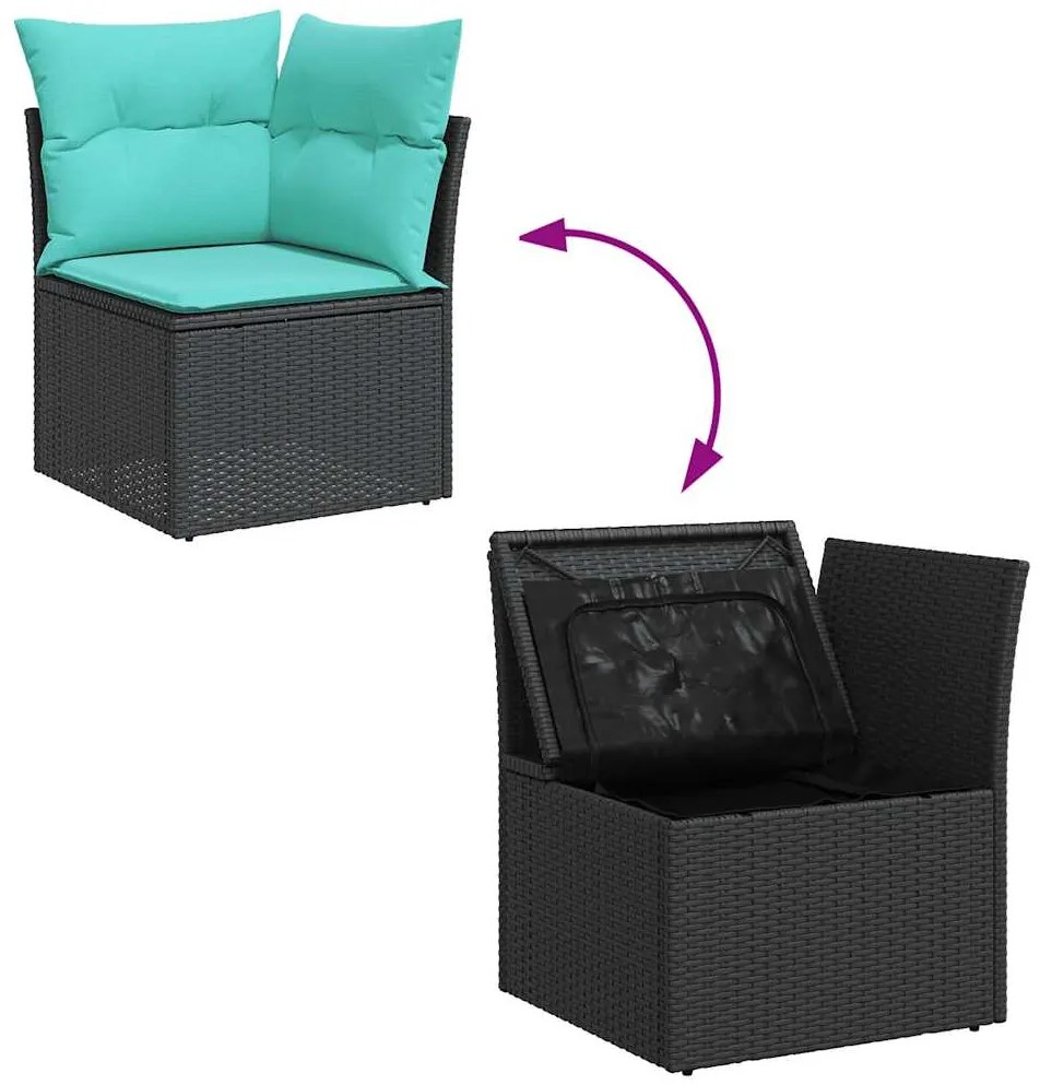 vidaXL Σετ Καναπέ Κήπου 5 Τεμαχίων Μαύρο Συνθετικό Ρατάν με Μαξιλάρια