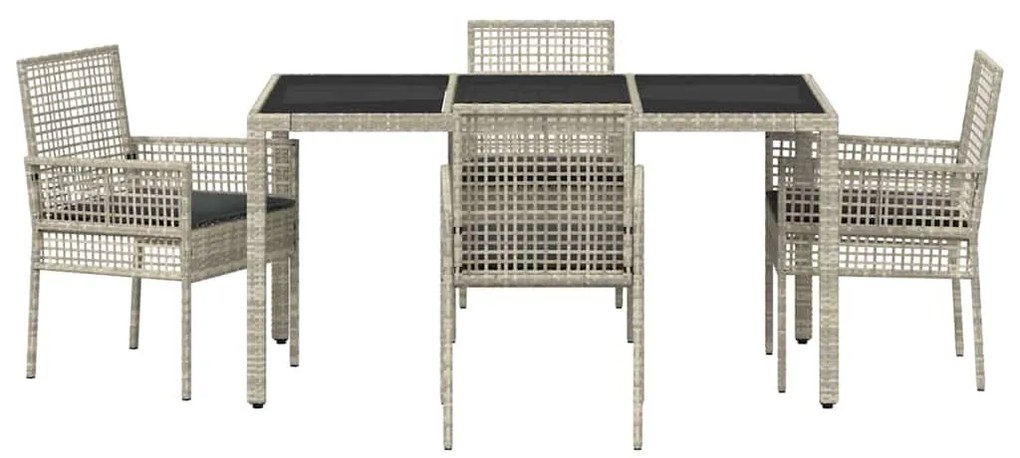 vidaXL Σέτ φαγητού για κήπο 5 pcs Ανοιχτό γκρι συνθετικό ρατάν