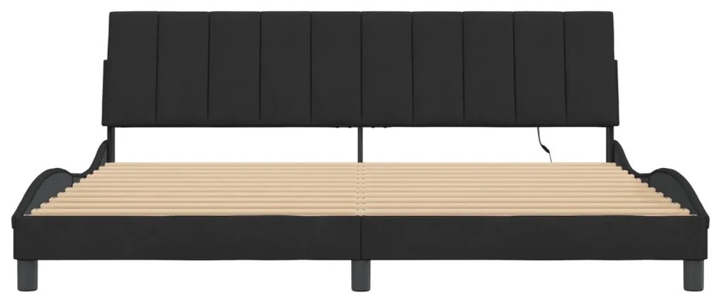 vidaXL Πλαίσιο Κρεβατιού με LED χωρίς Στρώμα Hanko Μαύρο 200 x 200 εκ. Βελούδινο