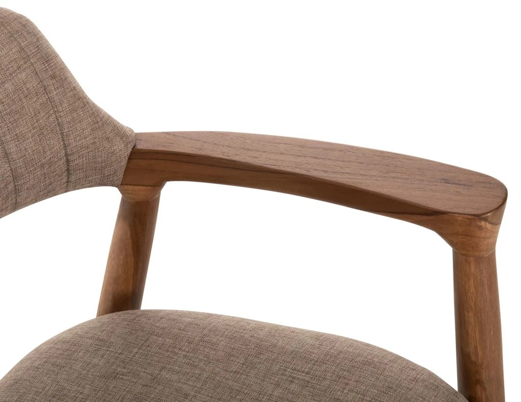 Καρέκλα Πολυθρόνα JAMES Teak Wood με Ύφασμα Σαμπανί 57x52x76Υεκ. 57x52x76 εκ.