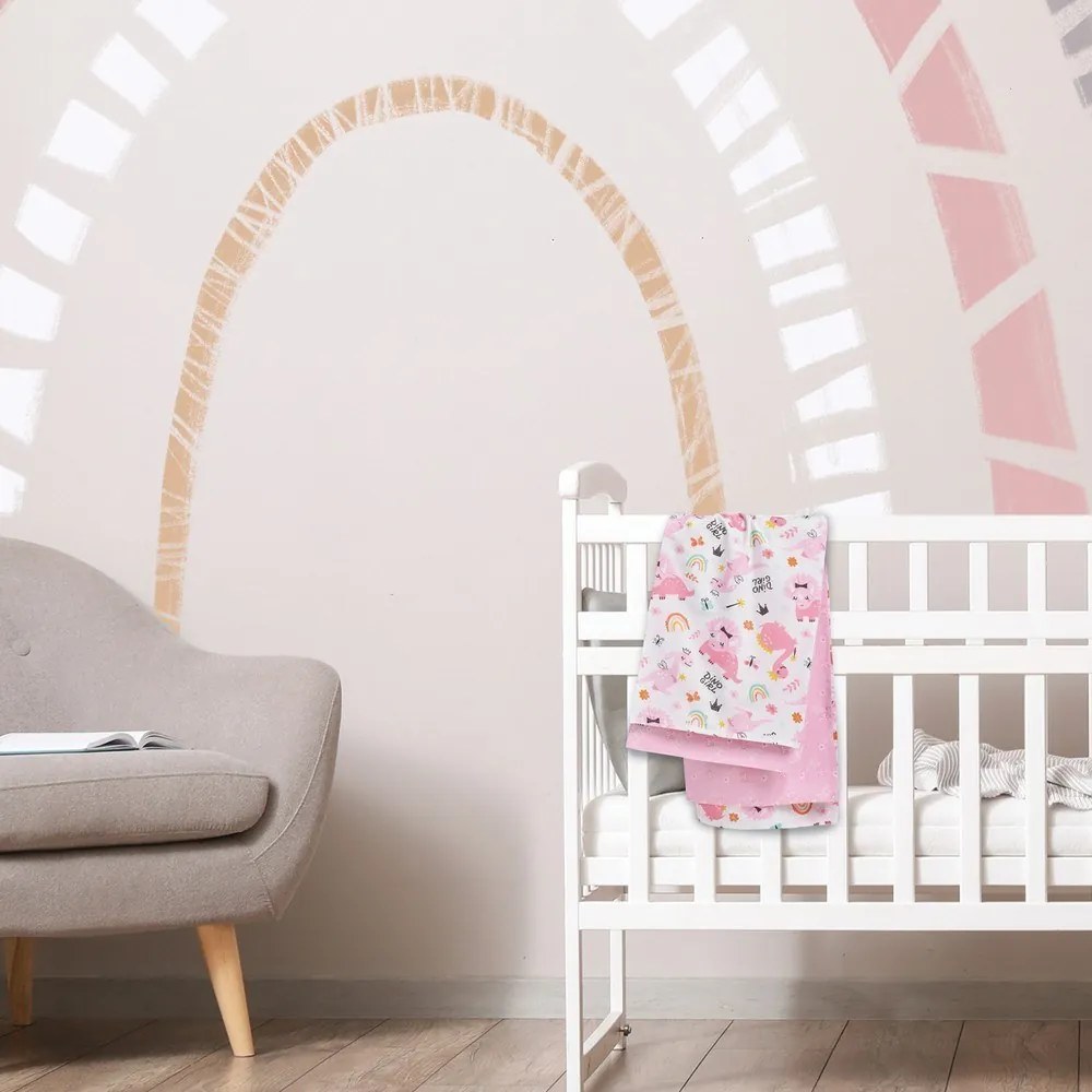 Σεντόνια Βρεφικά 4936 (Σετ 2τμχ) Pink-White Das Home Λίκνου 70x120cm 100% Βαμβάκι
