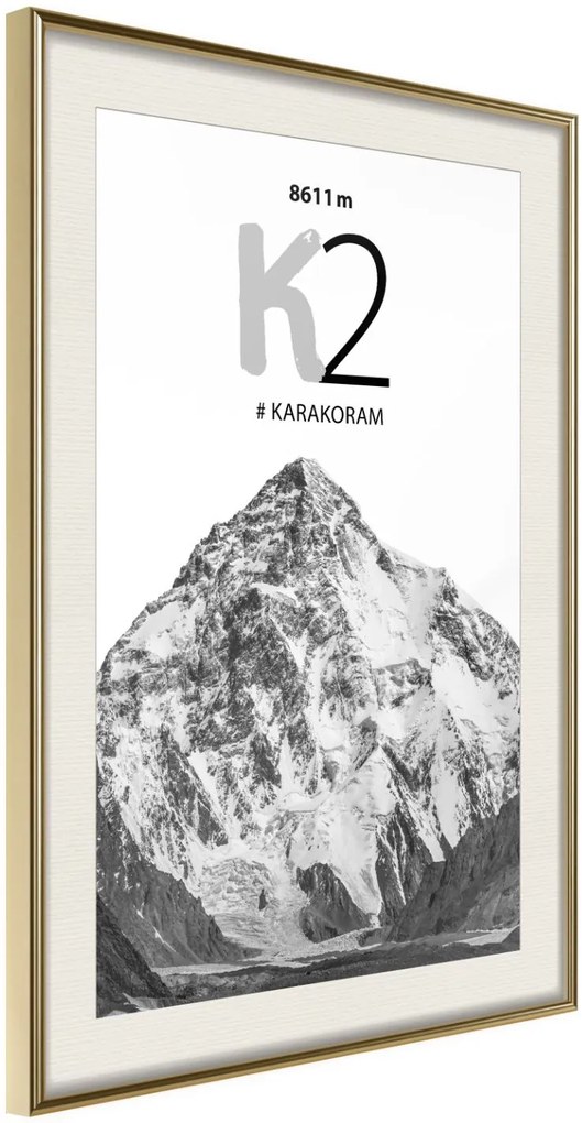 Αφίσα - Peaks of the World: K2 - 20x30 - Χρυσό - Με πασπαρτού