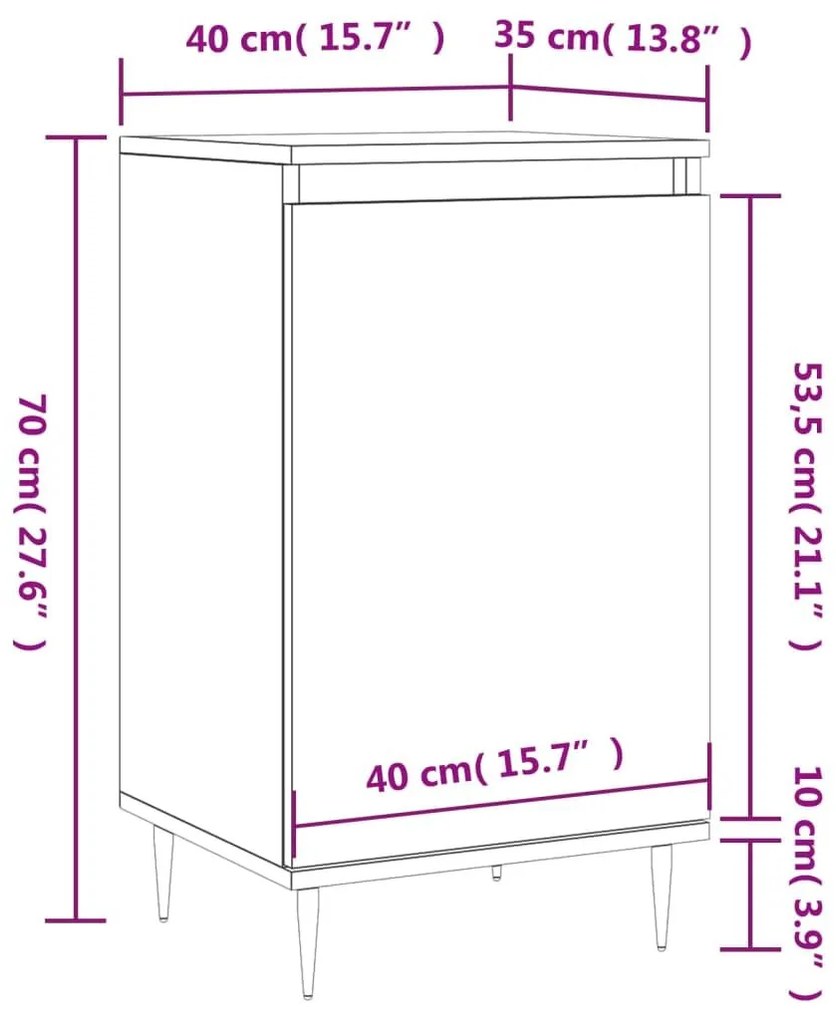 Ντουλάπια 2 τεμ. Καπνιστή Δρυς 40x35x70 εκ. από Επεξεργ. Ξύλο - Καφέ