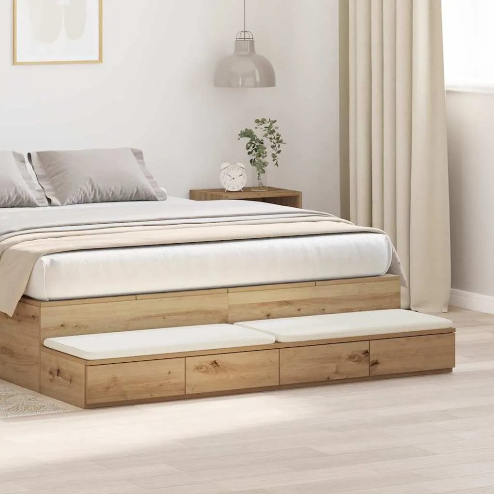 vidaXL Συρτάρια κρεβατιού με συρτάρι artisan δρυς 150 x 36.5 x 16.5 εκ