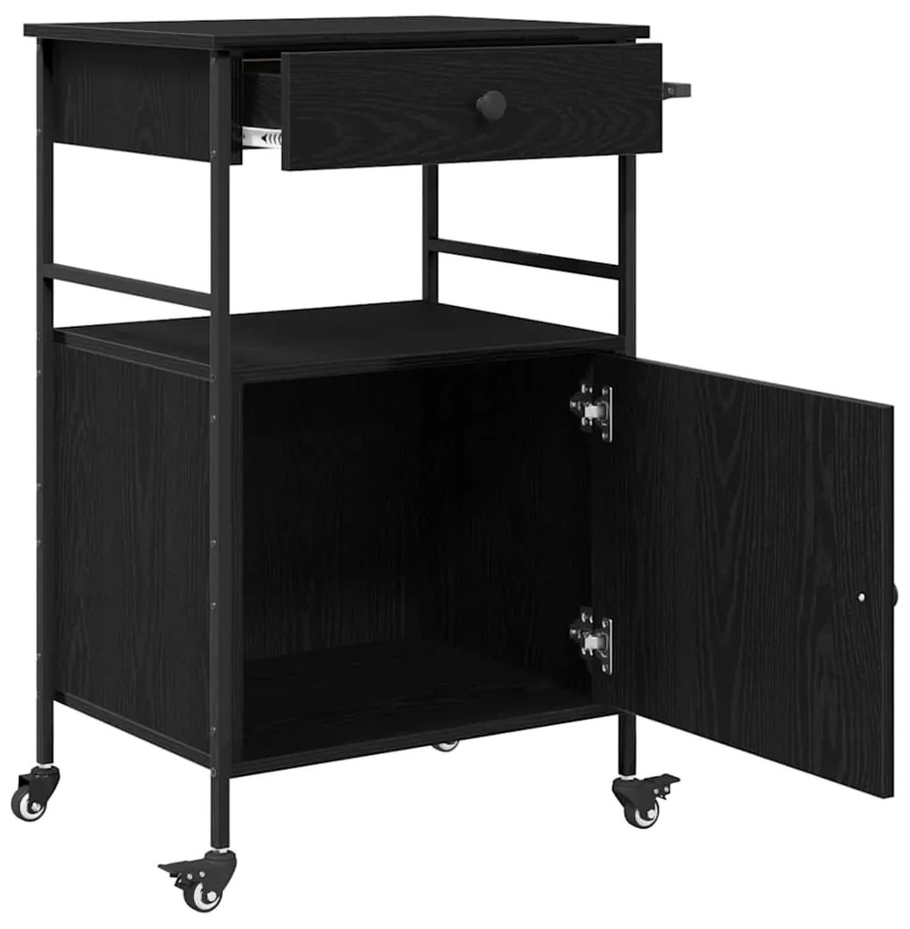 vidaXL Καλάθι Κουζίνας Μαύρης Δρυός 56x43x89.5 εκ. Κατασκευασμένο Ξύλο