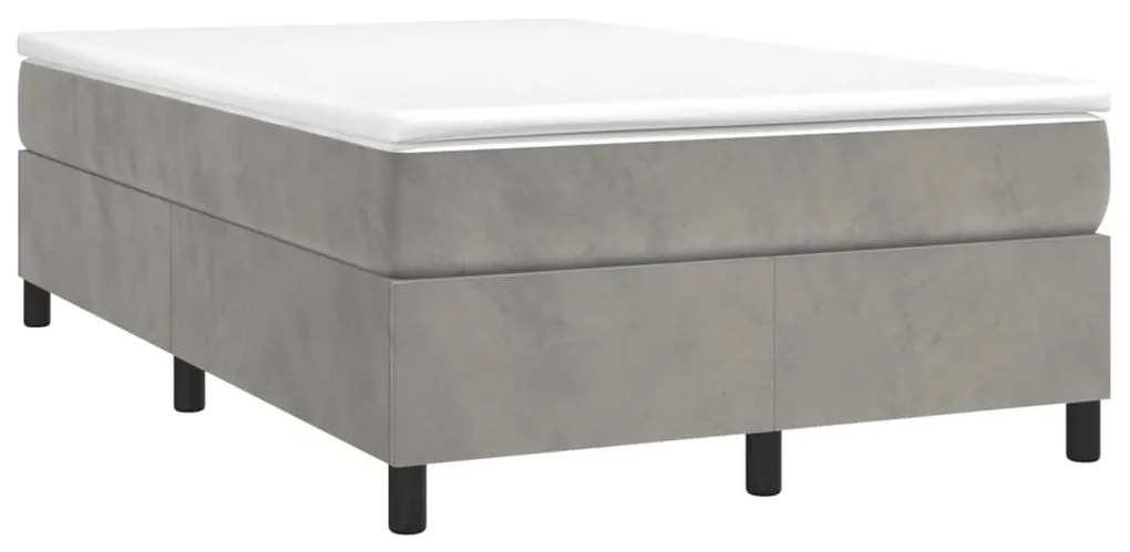 vidaXL Κρεβάτι Boxspring με Στρώμα Ανοιχτό Γκρι 120x190 εκ. Βελούδινο