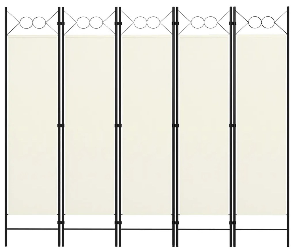 Διαχωριστικό Δωματίου με 5 Πάνελ Λευκό 200 x 180 εκ. - Λευκό
