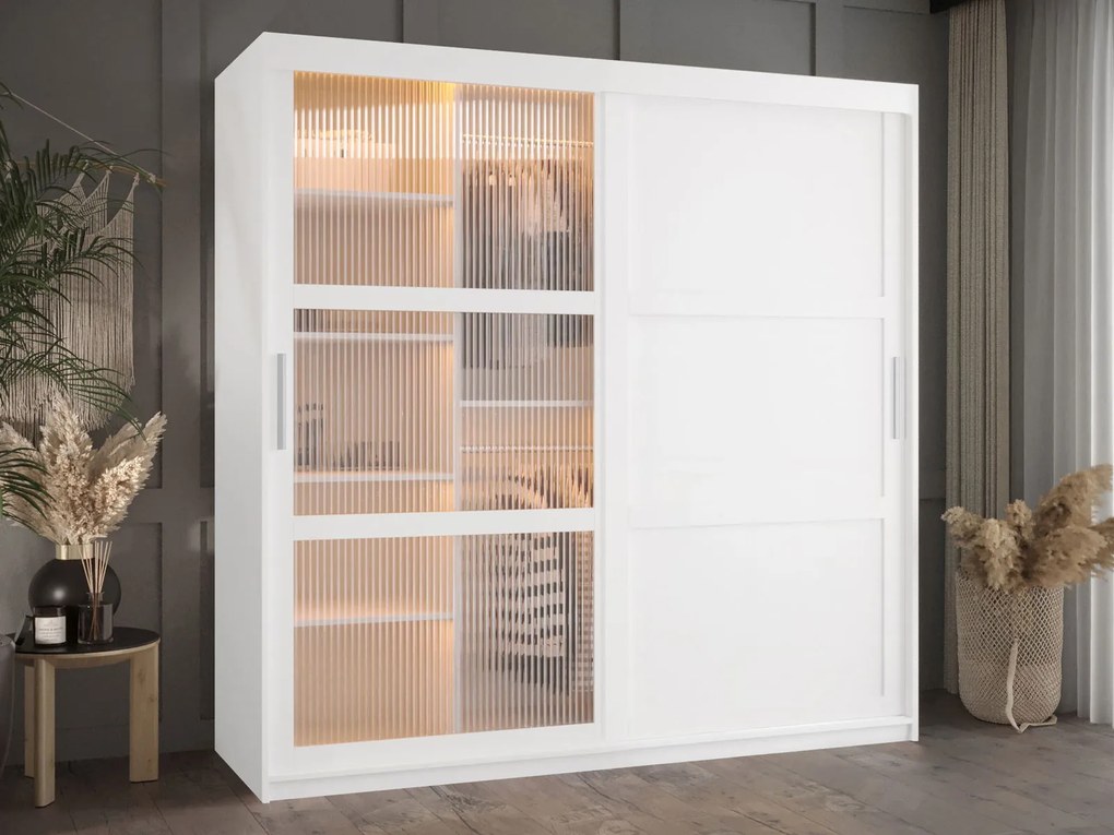 Ντουλάπα Flutes III 180 Συρόμενη-Λευκό