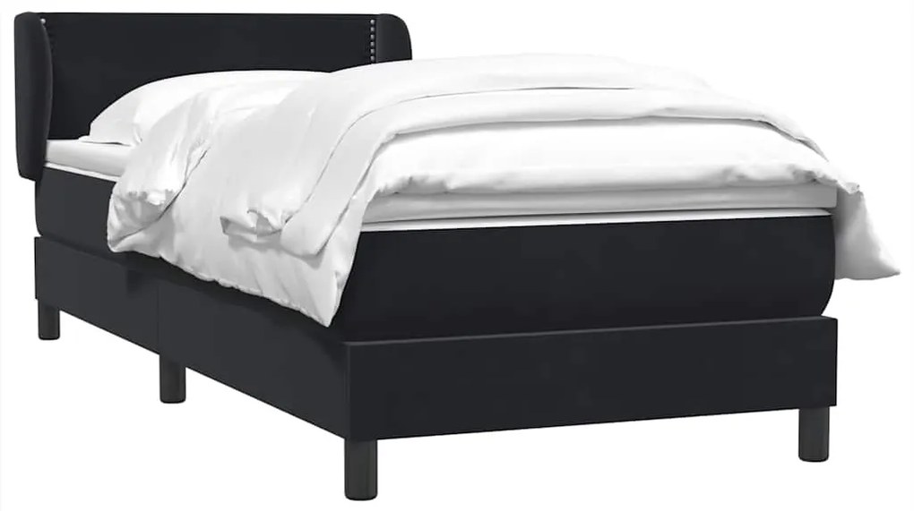 vidaXL Κρεβάτι Boxspring με Στρώμα Μαύρο 90x210 εκ. Βελούδινο