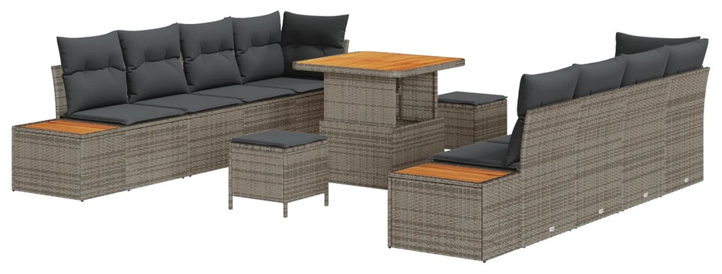 vidaXL Σετ Καναπέ Κήπου με μαξιλάρι 11 pcs Γκρι Πολυ ράταν