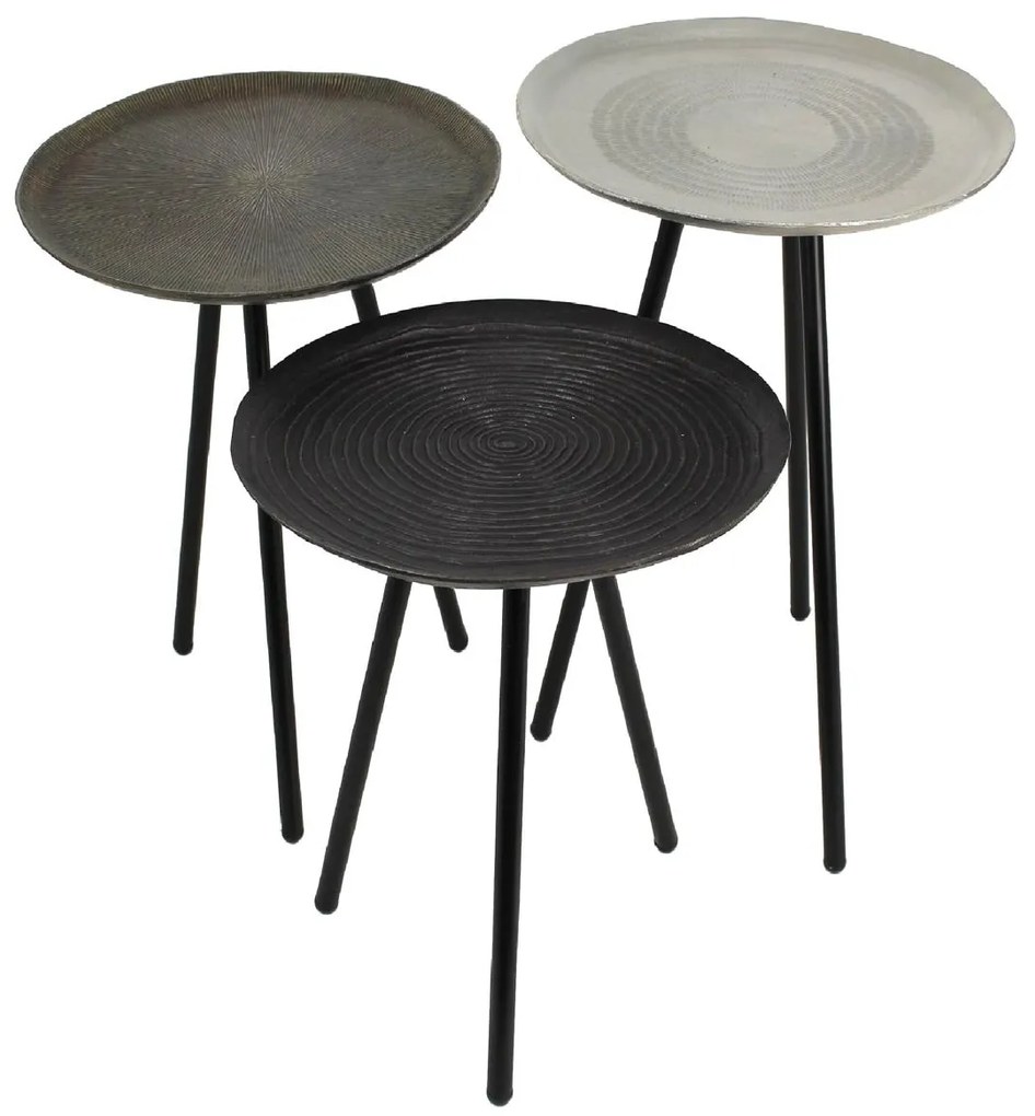 Τραπεζάκι ArteLibre Πολύχρωμο Μέταλλο 41x41x50.5cm Σετ 3Τμχ-05151386