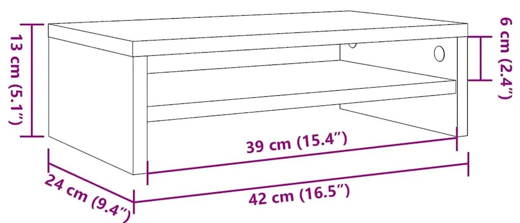vidaXL Βάση Οθόνης Μαύρη 42 x 24 x 13 εκ. από Επεξ. Ξύλο