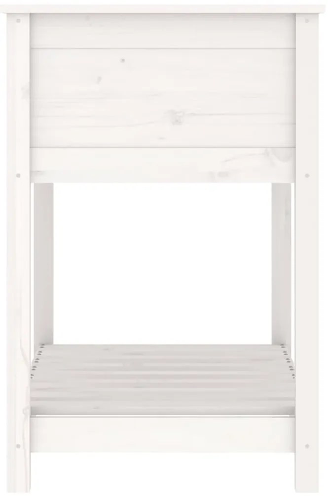 vidaXL Ζαρντινιέρα με Ράφι Λευκή 82,5x54x81 εκ. Μασίφ Ξύλο Πεύκου