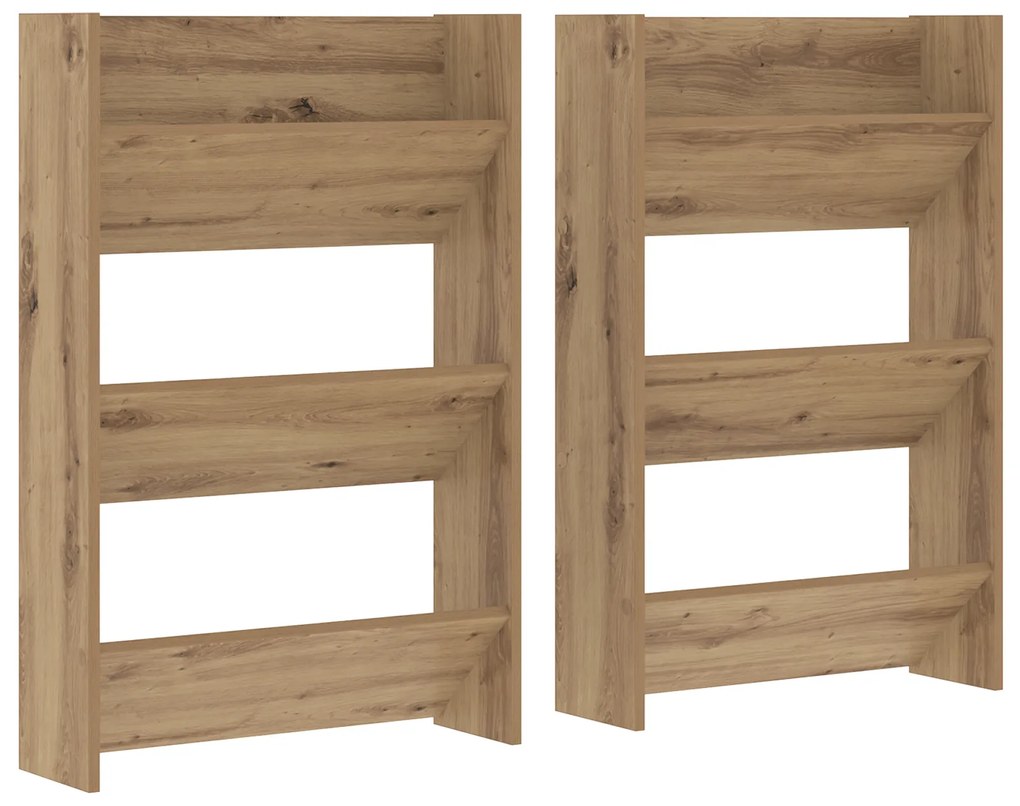 vidaXL Ντουλάπες παπουτσιών τοίχου 2 pcs artisan δρυς 60 x 18 x 60 εκ
