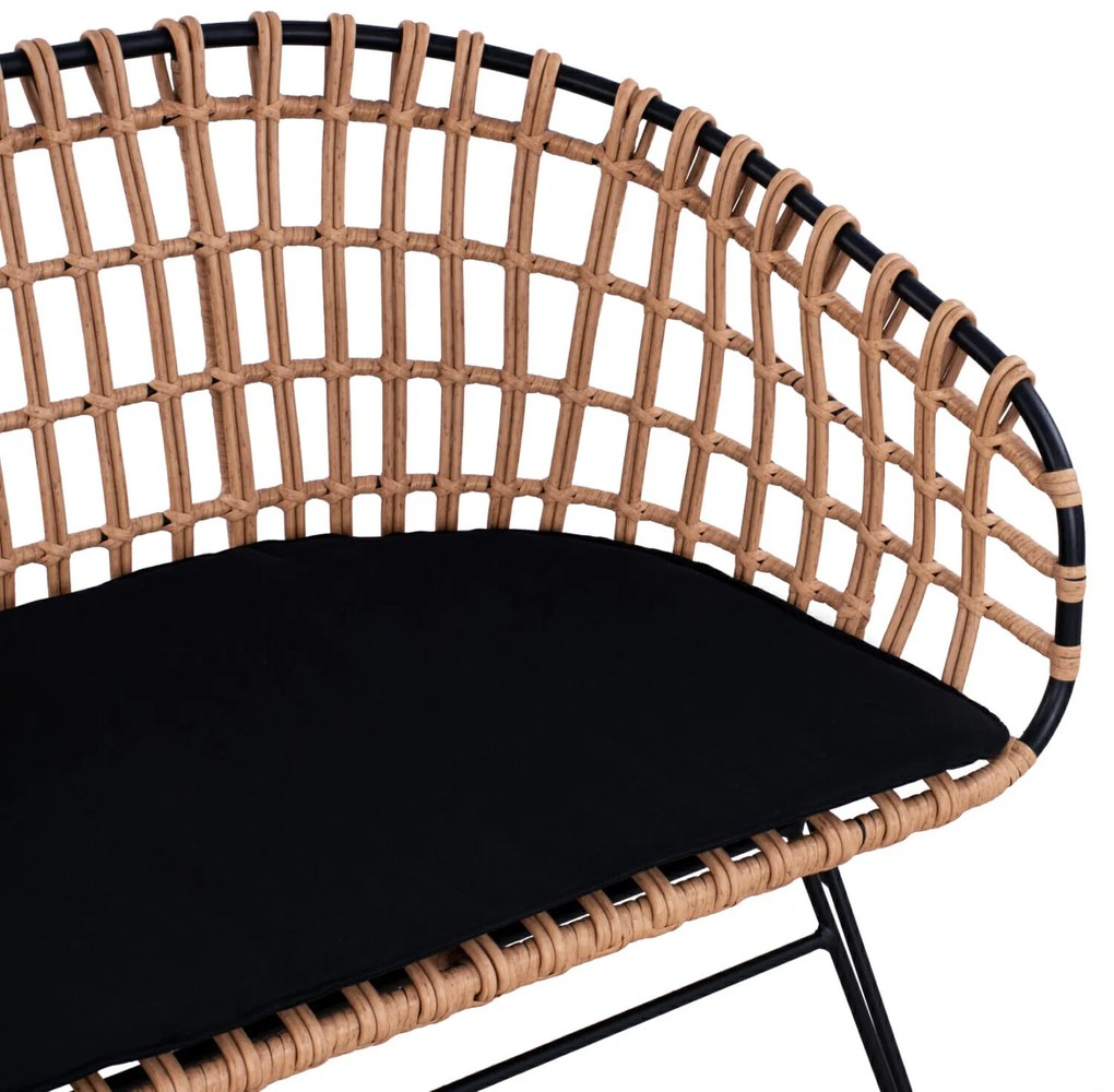 Καναπές Κήπου ArteLibre ARVENIUS Φυσικό/Μαύρο Rattan 124x57x77cm - 14510064