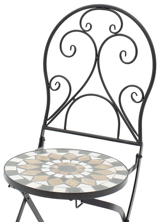 Τραπεζαρία Mosaic pakoworld σετ 3τεμ μέταλλο μαύρο