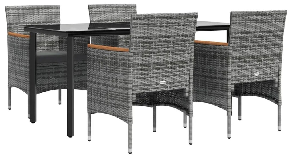 vidaXL Σετ Τραπεζαρίας Κήπου 5 Τεμαχίων Γκρι / Μαύρο με Μαξιλάρια