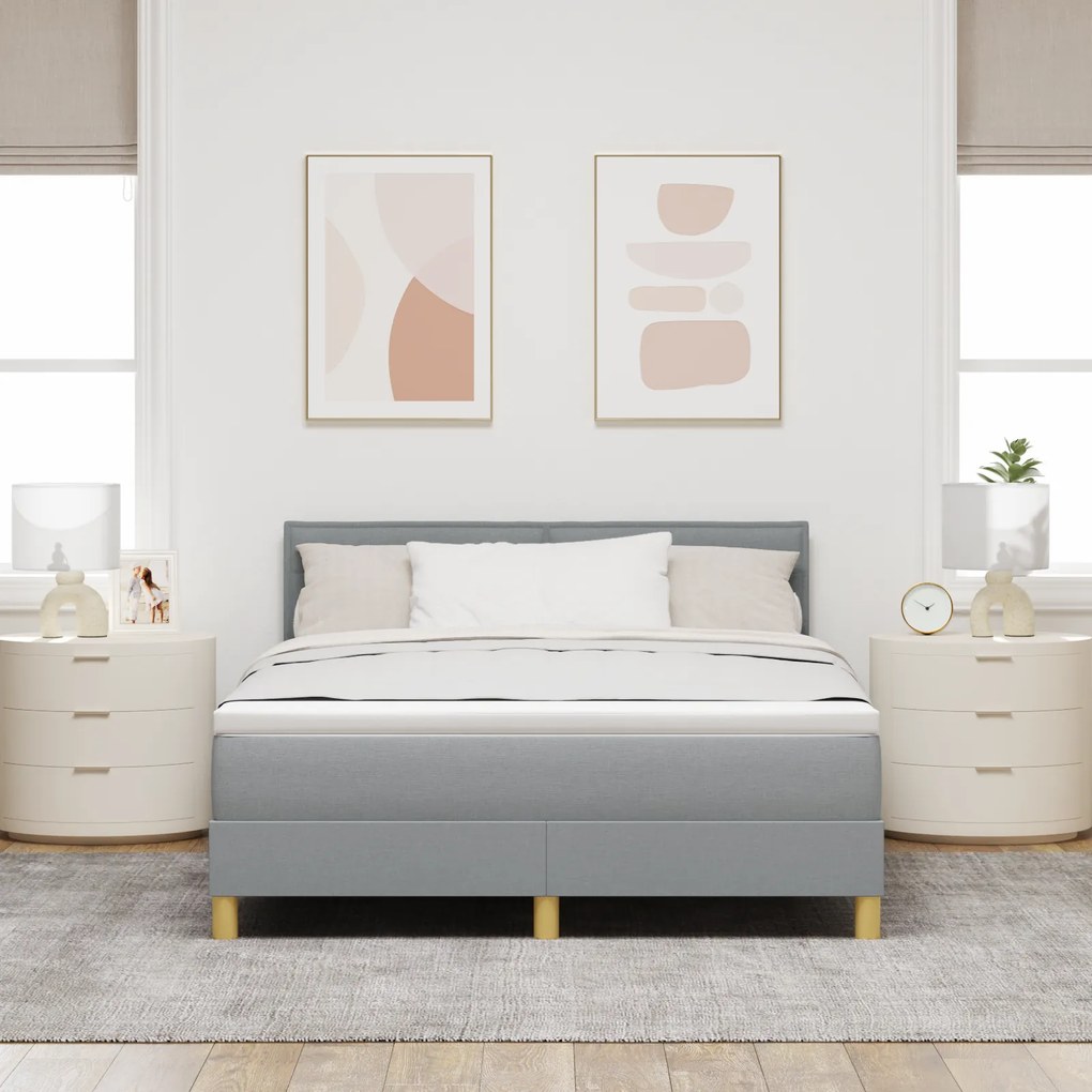 vidaXL Κρεβάτι με Στρώμα Ανοιχτό Γκρι 140x200 cm Ύφασμα