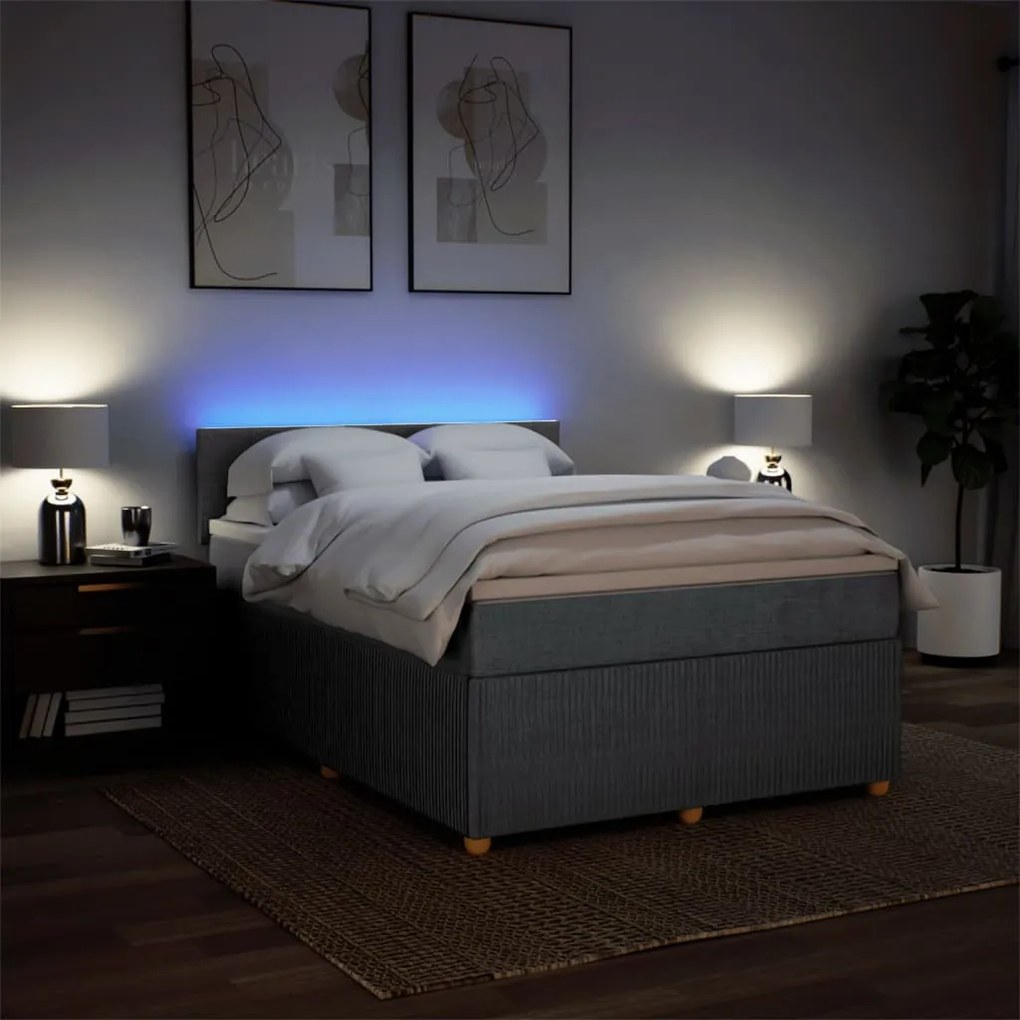 vidaXL Κρεβάτι Boxspring με Στρώμα Σκούρο Γκρι 160x200 εκ Υφασμάτινο