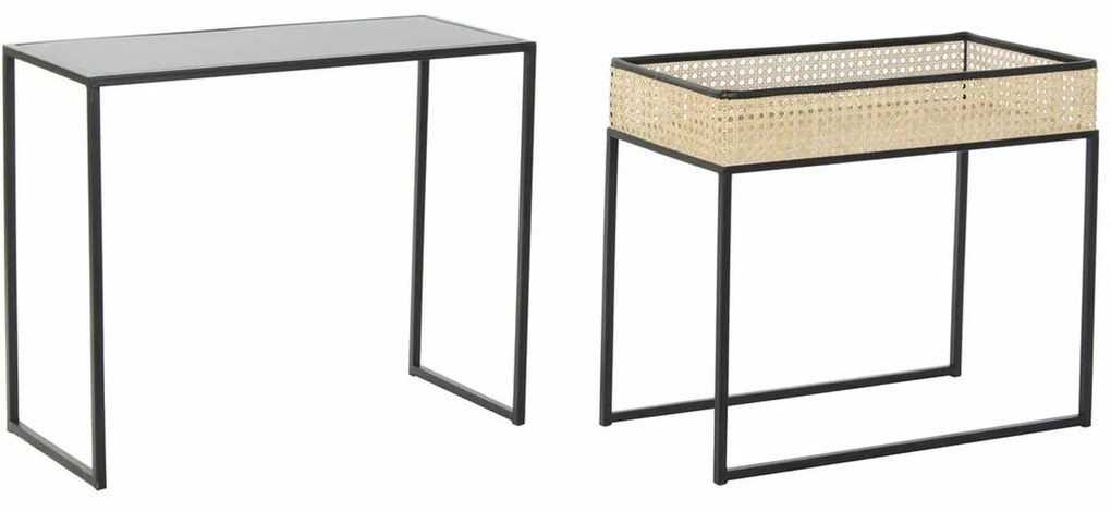 Τραπεζάκι Καφέ DKD Home Decor Μαύρο Φυσικό 60 x 30 x 50 cm