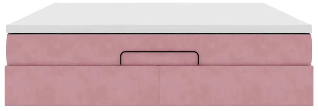vidaXL Οθωμανικό κρεβάτι με στρώμα ροζ 180x200cm Velvet