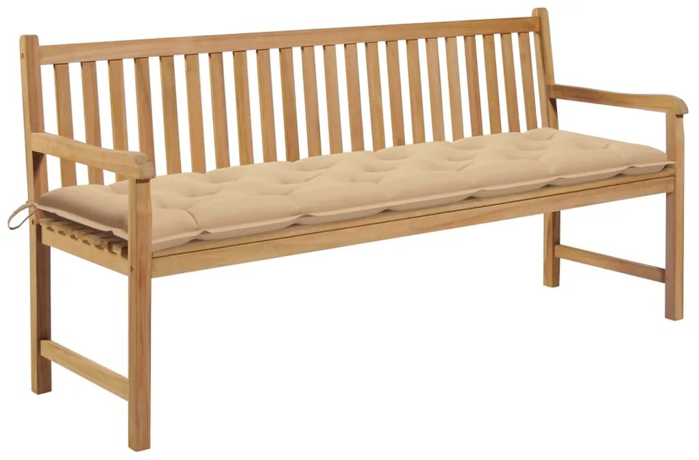 vidaXL Παγκάκι Κήπου 175 εκ. από Μασίφ Ξύλο Teak με Μπεζ Μαξιλάρι