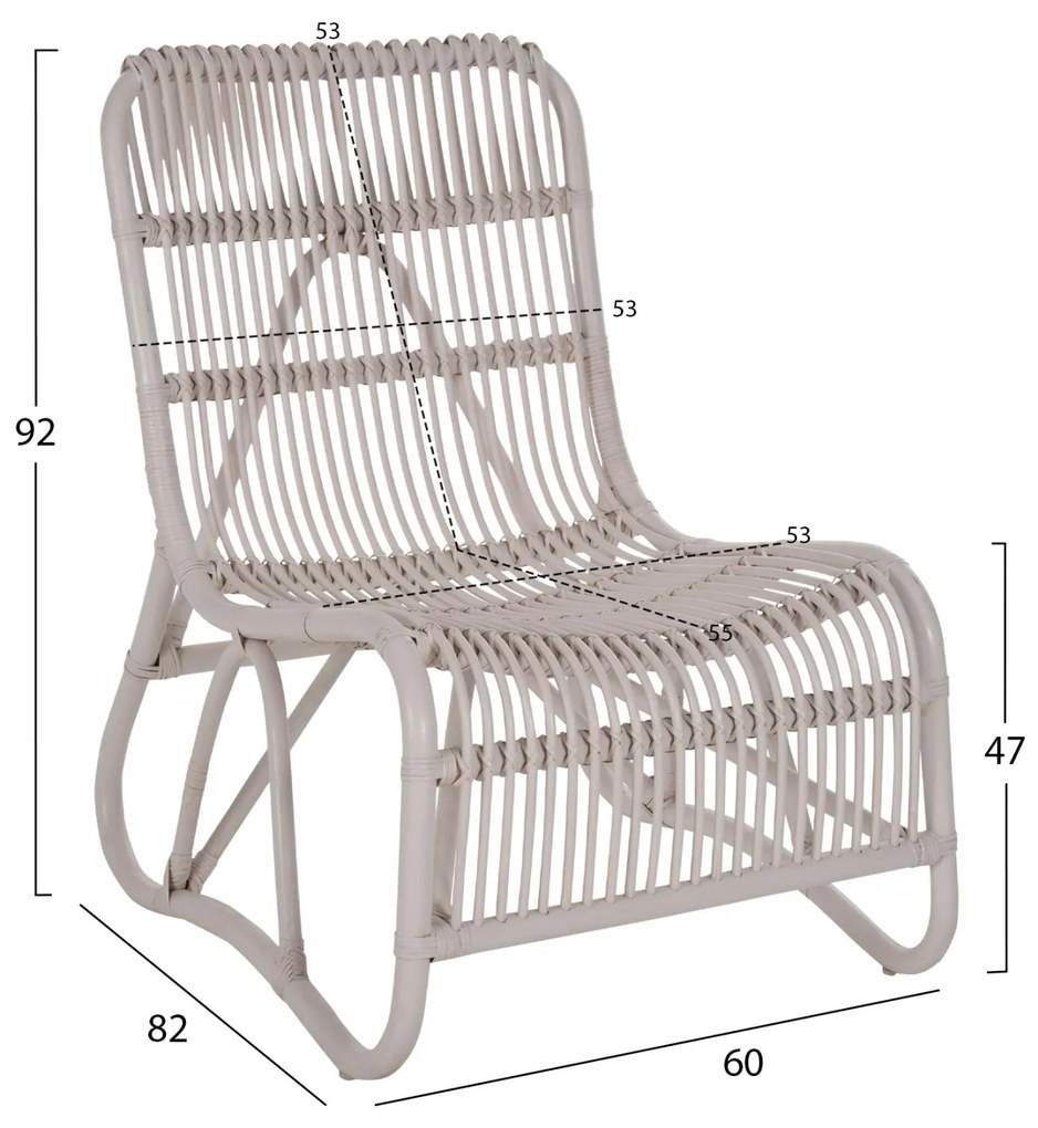 Καρέκλα - Πολυθρόνα BRONNY C9644.02 Λευκό Rattan 60x82x92Υ εκ. 60x2x92 εκ.