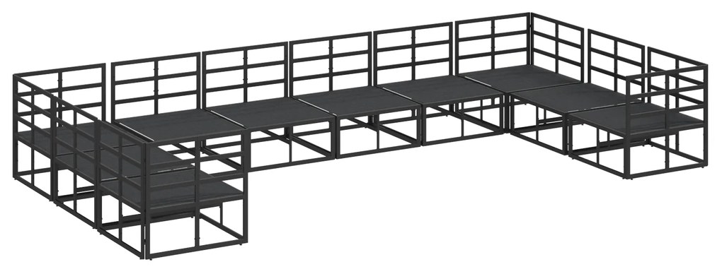 vidaXL Σετ Καναπέ Κήπου με μαξιλάρι 10 pcs Μαύρο Αλουμίνιο