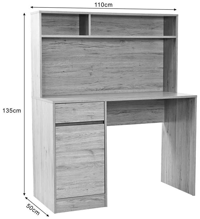 Γραφείο Secreta με Βιβλιοθήκη σε Oak 110x50x135 εκ. 110x50x135 εκ.