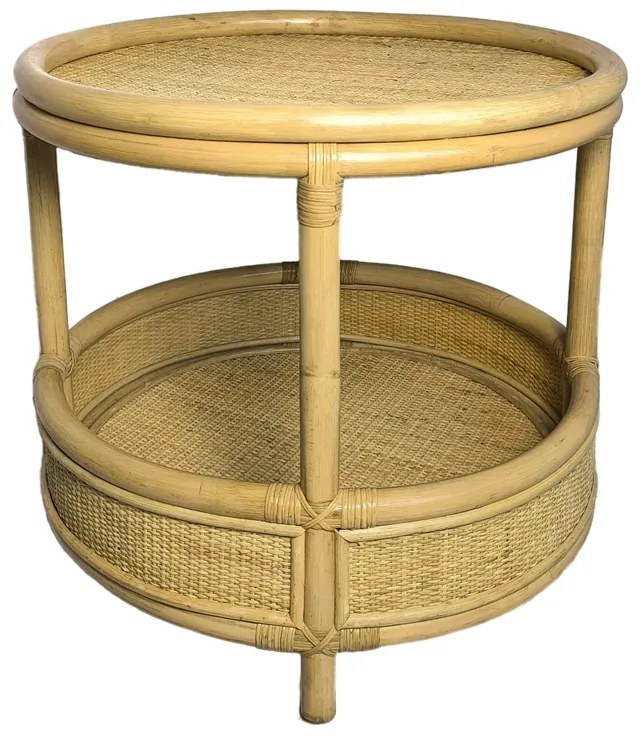 Βοηθητικό τραπέζι Moody pakoworld pe rattan σε φυσική απόχρωση Φ55x51εκ