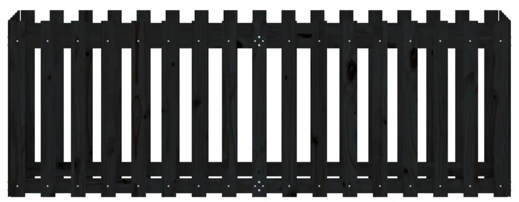 vidaXL Ζαρντινιέρα με Σχέδιο Φράχτη Μαύρη 200x50x70 εκ. Μασίφ Πεύκο