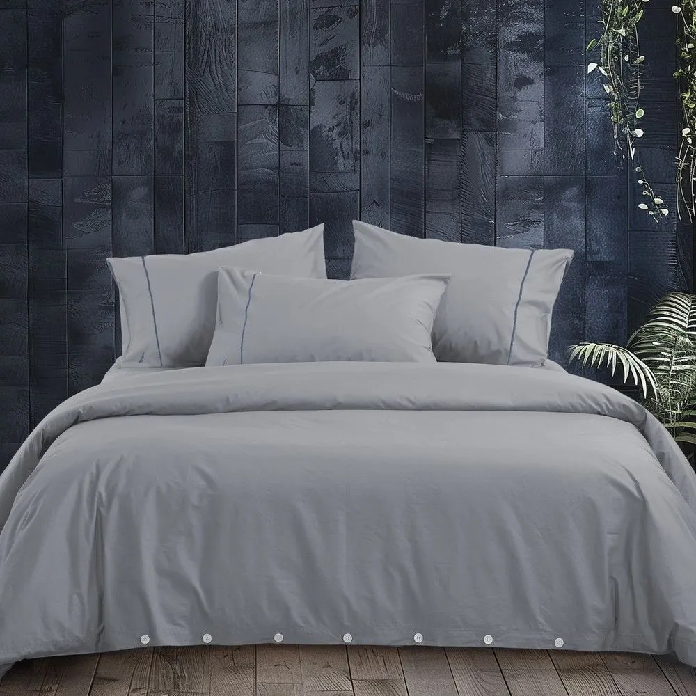 Παπλωματοθήκη Nau Wave Solid (Σετ 3τμχ) Silver Nautica Υπέρδιπλo 240x220cm 100% Cotton