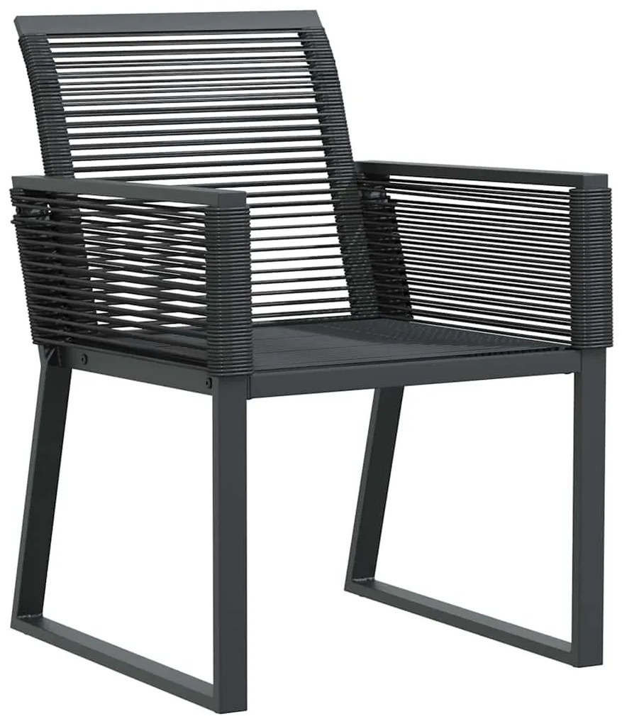 vidaXL Σέτ φαγητού για κήπο 3 pcs Μαύρο Χάλυβας με επίστρωση πούδρας