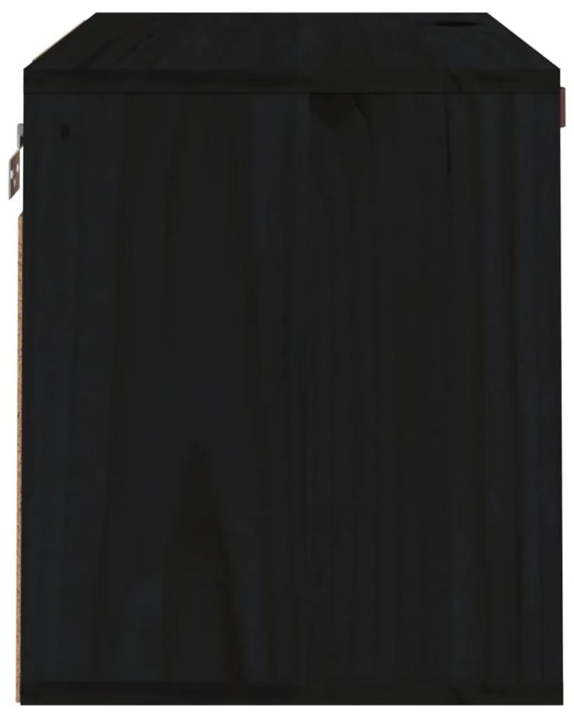Ντουλάπι Τοίχου Μαύρο 60x30x35 εκ. από Μασίφ Ξύλο Πεύκου - Μαύρο
