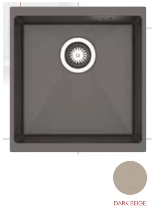 Pyramis Ithaka 1B Υποκαθήμενος Νεροχύτης από Συνθετικό Γρανίτη 43x46cm Dark Beige