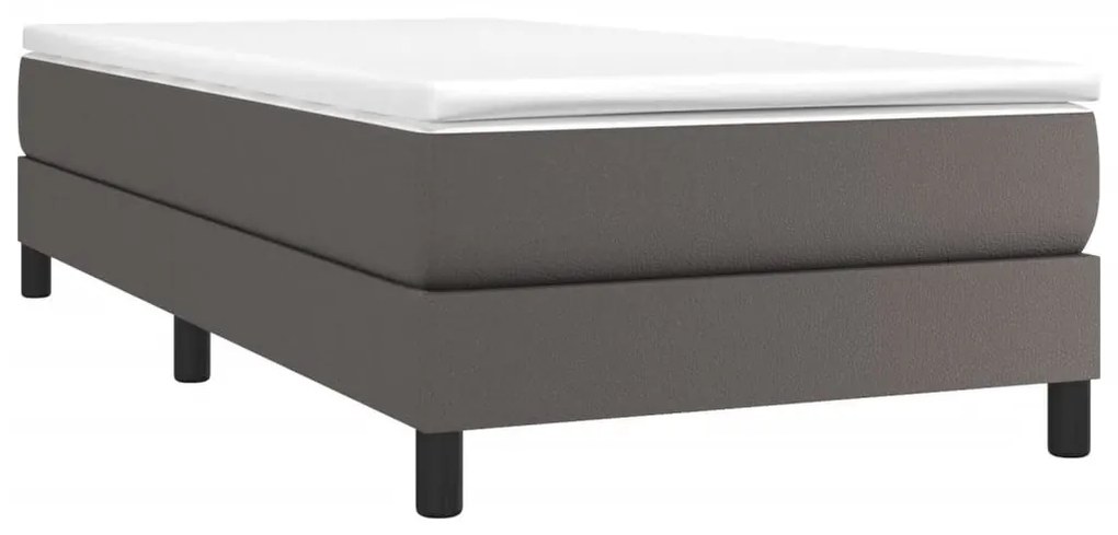 Κρεβάτι Boxspring με Στρώμα Γκρι 80 x 200 εκ. Συνθετικό Δέρμα - Γκρι