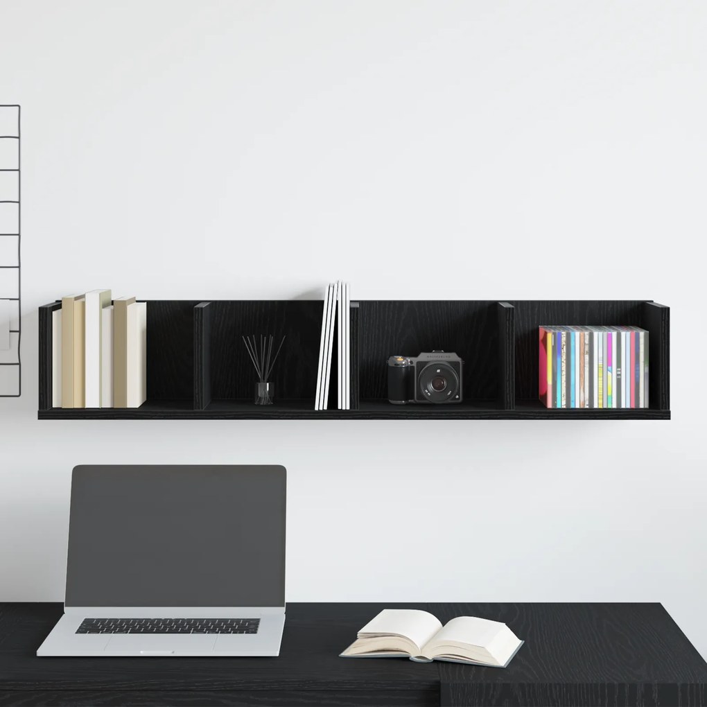 vidaXL Ράφι Τοίχου CD Μαύρος Δρυς 100x18x18 εκ Επεξεργασμένο Ξύλο