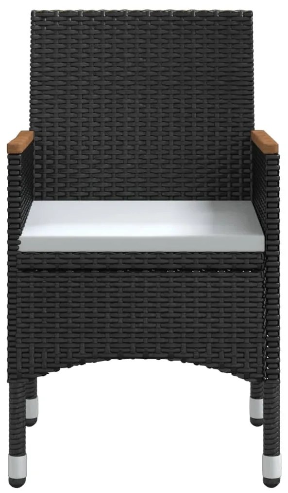 vidaXL Σετ Τραπεζαρίας Κήπου 7 Τεμαχίων Μαύρο με Μαξιλάρια