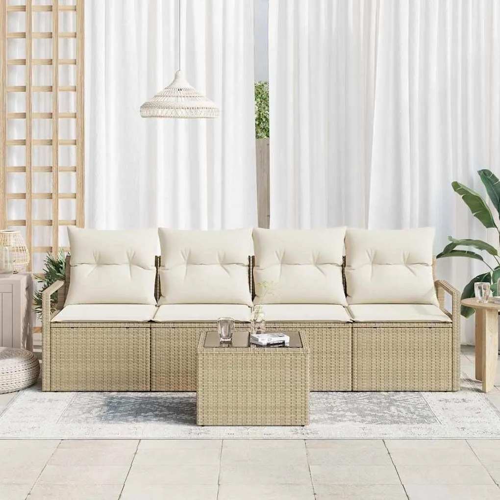 vidaXL Σετ Καναπέ Κήπου 5 pcs Μπεζ, Κρέμα 55 x 55 x 37 εκ