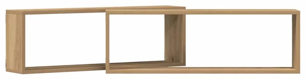 vidaXL Ράφι Τοίχου με ράφι 2 pcs Χειροποίητη δρυς 80 x 15 x 26 εκ.