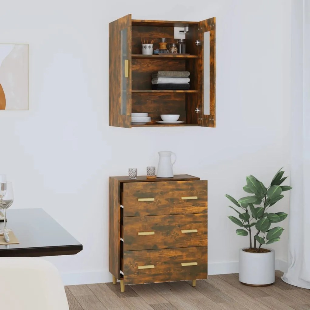 vidaXL Ντουλάπι Καπνιστή Δρυς 69,5x34x180 εκ. από Επεξεργασμένο Ξύλο