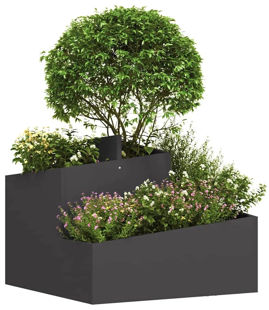 vidaXL Γλάστρα Κήπου Μαύρο 60 x 60 x 50 εκ Ψυχρής έλασης χάλυβας