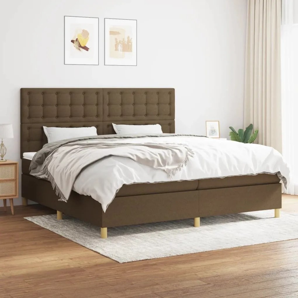 ΚΡΕΒΑΤΙ BOXSPRING ΜΕ ΣΤΡΩΜΑ ΣΚΟΥΡΟ ΚΑΦΕ 200X200 ΕΚ. ΥΦΑΣΜΑΤΙΝΟ 3142684